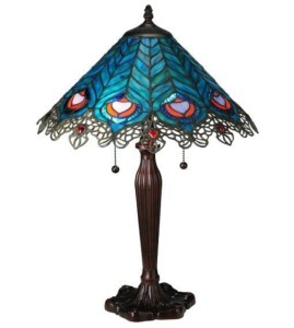 Tiffany Heart Peacock Lamp