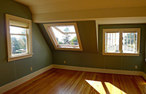 Green Dormer Bedroom and Open Window
