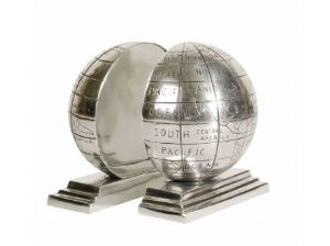 Silver Globe Bookends