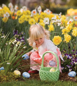 Little Girl finding Easter Eggs