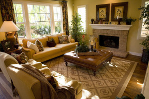 Coffee Table Ottoman in Yellow Parlor